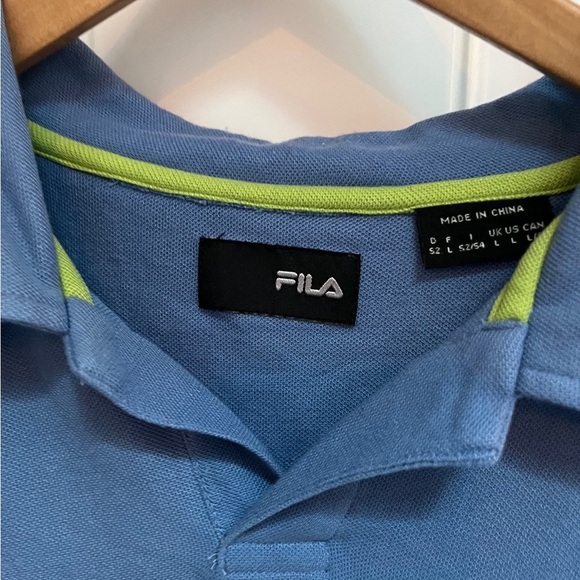Fila blue and green color block sleeve polo size large - Picture 3 of 4